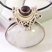 $200 Silver Moonstone Garnet Pendant