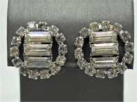 1940's Fine Baguette Rhinestone Earrings