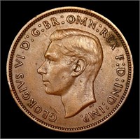 1940 Great Britain 1 Penny KM# 845 Grades Choice A