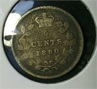 1880 Canada 5 cent coin