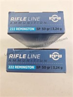 RIFLE LINE. 222 REM , 50 grain, SP, 3400 FPS, 2 -