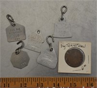 Vintage dog tags & dog race track token