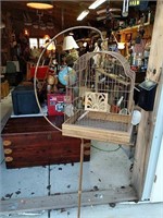 Antique metal Birdcage with glass Waters and cast