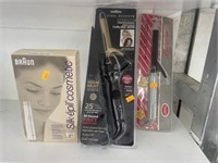 2 new curling irons , facial hair remover