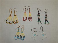 Southwest Beaded Earrings  Some W/ Porcupine Quils