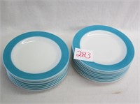 17 Vintage Teal Pyrex Dinner Plates (10" diameter)