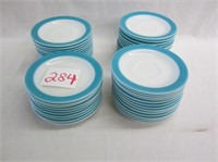 48 Vintage Teal Pyrex Tea Saucers (6" diameter)