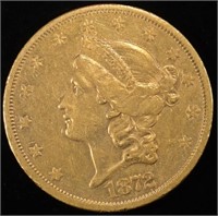 1872-S $20 GOLD LIBERTY T-2 XF
