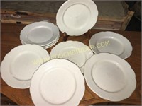 20 Vtg restaurant ironstone scalloped white plates