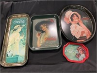 6 Vintage Advertising Metal Coca Cola Trays.