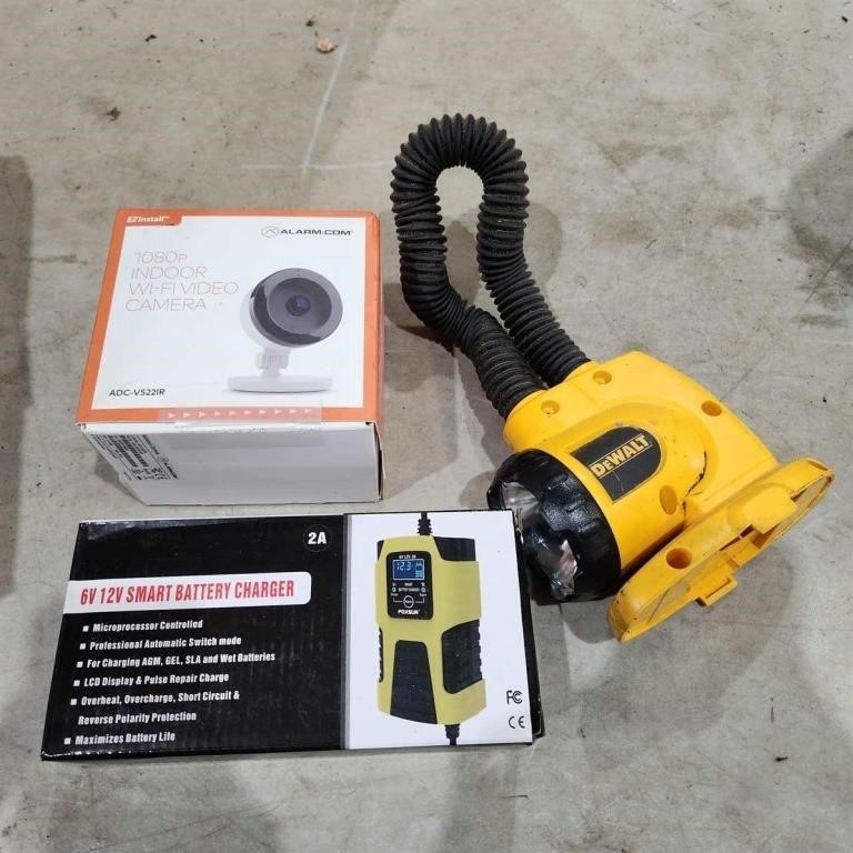 Wifi Video Cameras, Dewalt Flashlight, charger