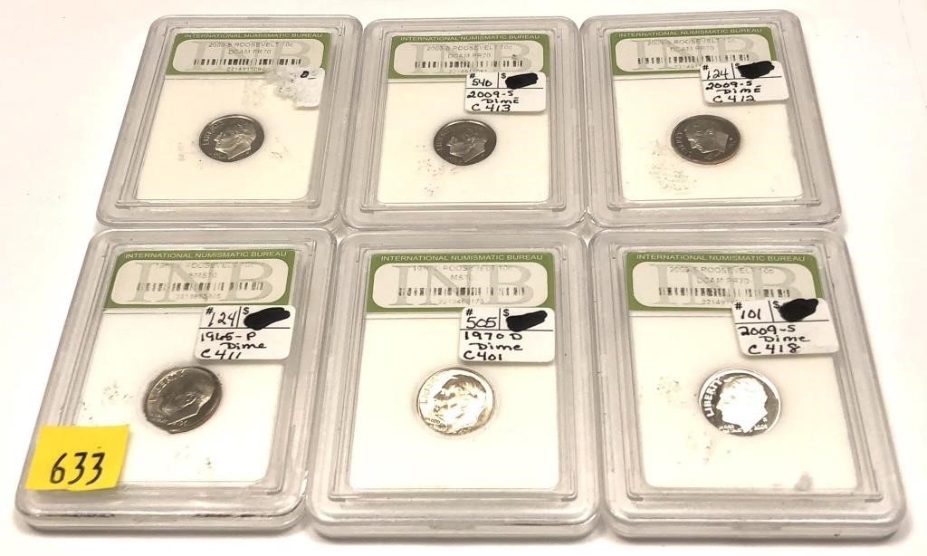 Lot, dimes with Proofs, 6 pcs.