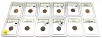 Lot, wheat and Unc. Lincoln cents, 12 pcs.