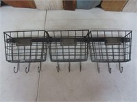 3 Metal Hanging Baskets with Hooks
