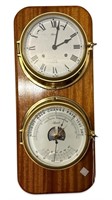 Vintage Hermle Brass Ships Clock & Barometer