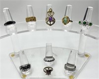 9 Beautiful Assorted Costume Rings