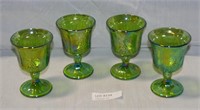 4 INDIANA CARNIVAL GLASS HARVEST GRAPE GOBLETS