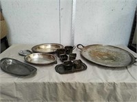 Group of silver plated serving dishes includes