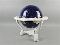 19" Blue Lapis Inlaid Gemstone Tabletop Globe