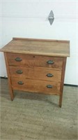 Antique 3 Drawer Hardwood Chest