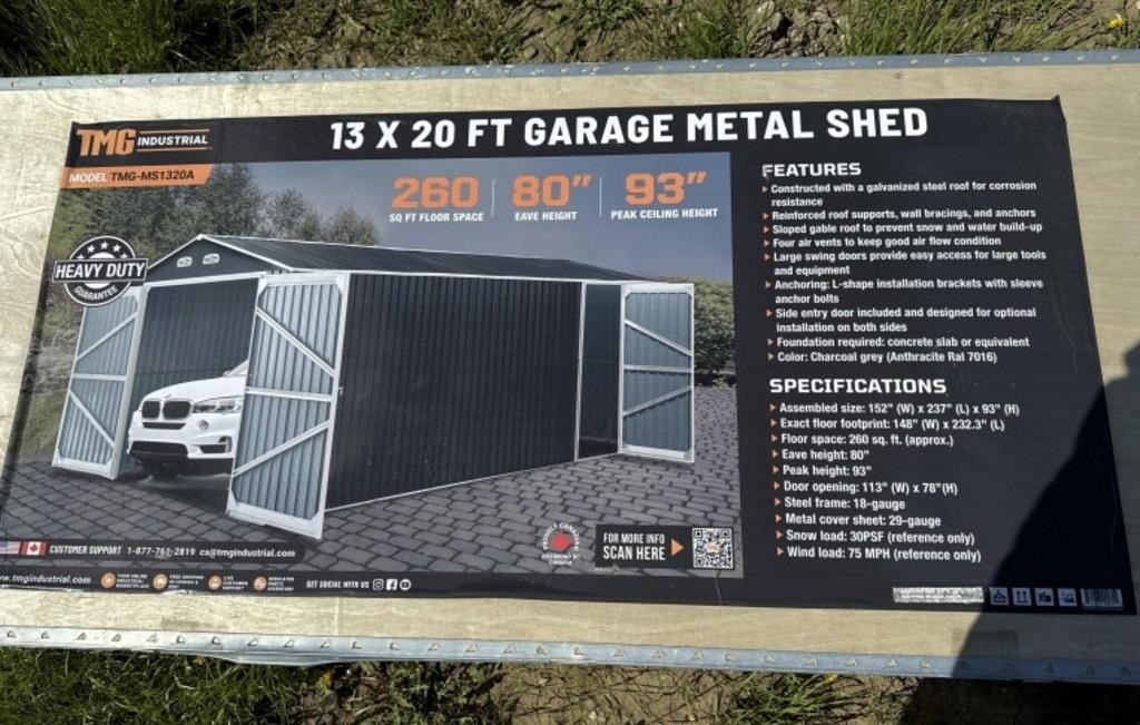 Unused 13' x 20'  Metal Shed Garage