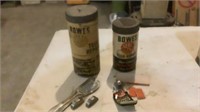 (2) Vntg Bowes Tube Repair Cans w/ Parts