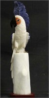 ITALIAN MARBLE CARVED PARROT WITH LAPIS LAZULI