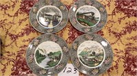 4 Vintage Currier & Ives Plates: The Rocky