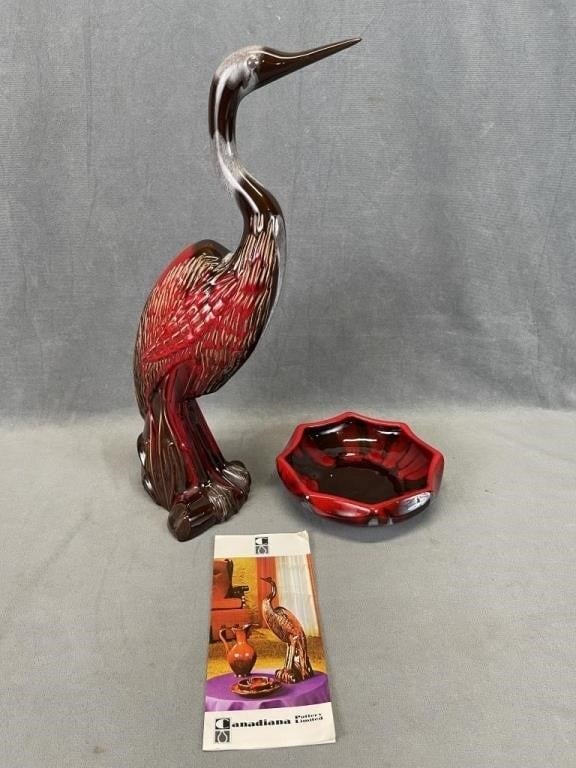 Canadiana Pottery Bird & Bowl