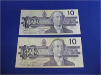 (2) 1989 $10.00 Bills