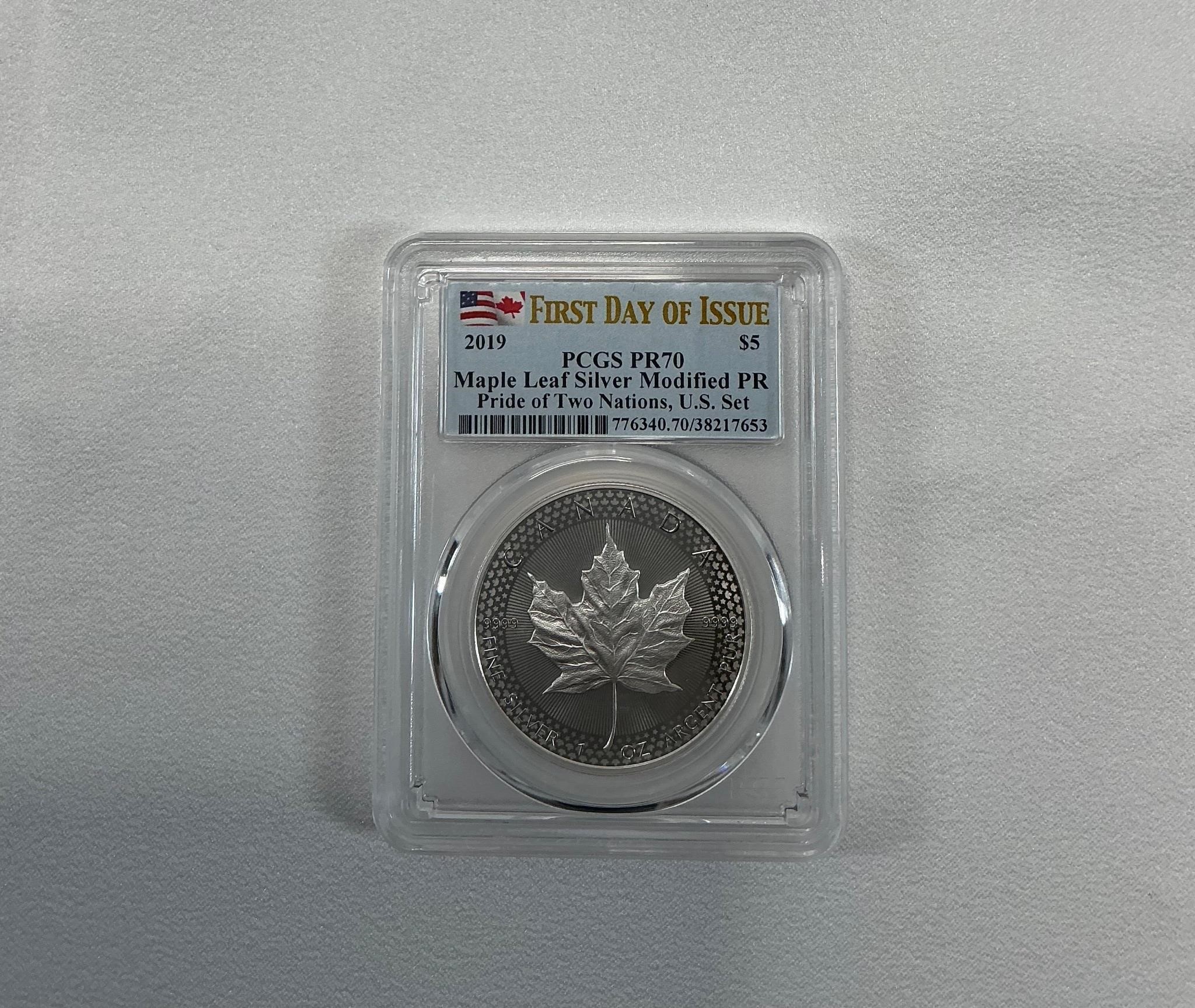 Graded 2019 Maple Leaf Silver Modified Coin