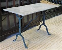 French Cast Iron Marble Top Patisserie Table.