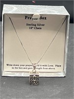 Sterling silver necklace w prayer box pendant