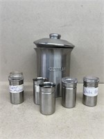 Aluminum sugar container and spice cans