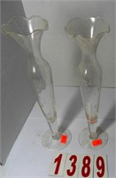 Pair of Crystal Etched Vases