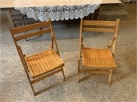 TWO OLD WOOD FOLDING CHAIRS GREAT SHAPE