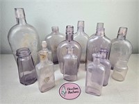 Variety of Glass Purple Bottles