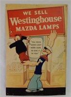 WESTINGHOUSE MAZDA LAMPS D/S CARDBOARD ADVERTISING