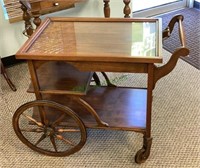 Beautiful vintage wooden tea cart with lift off
