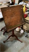 Antique cast iron and wood drafting table with