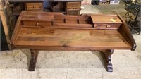 Vintage pine wood coffee table w/two drawer
