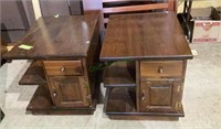 Matching pair of vintage pinewood end tables