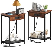 Yoobure Side Table with Charging Station, End Tab