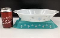 2 plats snowflake, Pyrex et Glasbake,