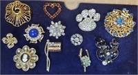 Lot of 12 Costume Rhinestone Pins