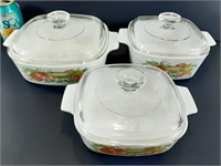 3 plats CORNING WARE vintage 7" et 8" IMPECCABLES!