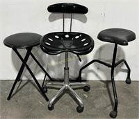 (3) Black Chairs & Rolling Chairs