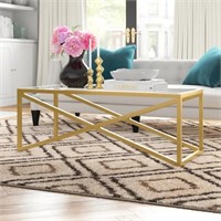 Ebern Designs 54" Glass + Steel Coffee Table $379