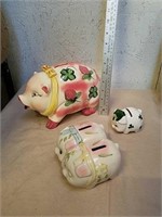 Group of ceramic piggy banks small one missing