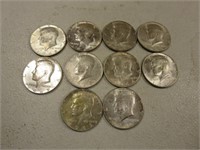 (10) 1967-69 Kennedy Silver Half Dollars 40% F